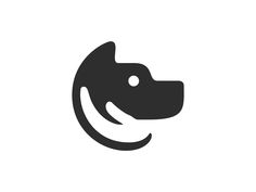 a dog's head is shown in this black and white logo, which features an image of a dog's face