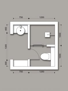 a drawing of a bathroom with the measurements for each room and its size is shown