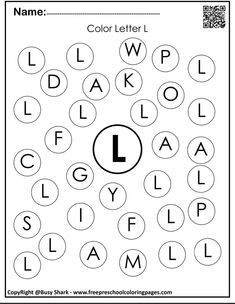 the color letter l worksheet for children to learn how to use it in their handwriting