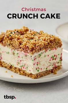 a piece of christmas crunch cake on a plate