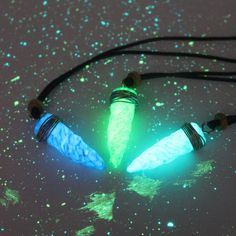 * 3 Necklaces Glow Stone! * You will get 3 necklaces glow in the dark at once! This is the right choice for collection or buying together! Free worldwide shipping! **There's every surprise in the box! what are you waiting for buy now * Material: - Glowing stone carving - Using the highest quality rope (strap size can be adjusted) - Stainless steel wire - 100% handmaded * Luminous stone pendant Glowing stone pendant, this project I worked on and developed myself took a long time. A lot of trial and error during the manufacturing process. But with a strong determination and spirit I can finish this even though it's not perfect, because perfection only belongs to God :) ♡ * Attention! This necklace pendant will glow in the dark, you will see the magic at that time. The more light you give, th Glow In The Dark Stuff, Glow In The Dark Jewelry, Glow In Dark Jewelry, Glow In The Dark Necklace For Men, Glow In The Dark Crystals, Glow In The Dark Crystal Necklace, Glow Stones, Glow Jewelry, Glowing Necklace