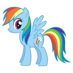 the rainbow pony is standing in front of a white background and has its eyes wide open