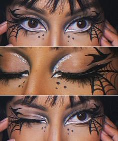 👁️✨ Get ready to cast a spell with these stunning Halloween eye makeup looks! From smoky shadows to eerie designs, these ideas will transform your eyes into the perfect Halloween statement. Go bold with spider webs, mystic glam, or haunting hues—whatever your vibe, there's a look to captivate and thrill! 🖤👻  #HalloweenMakeup #EerieEyes #EyeMakeup #SpookyGlam #HalloweenLook #MakeupInspo #HauntinglyBeautiful #Halloween2024 Spider Halloween Costume Makeup, Witch Spider Makeup, Spooky Season Makeup Looks, Witch Makeup Eyeliner, Spooky Halloween Makeup Looks, Glitter Witch Makeup, Spooky Glam Makeup, Spider Web Liner, Spider Eyes Makeup