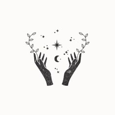 two hands holding stars and leaves in the shape of a heart