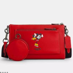 New Disney X Coach Holden Crossbody With Ice Skate Mickey Mouse Coach Bucket Bag, Coach Disney, Boxy Bags, Y2k Shoulder Bag, Brown Leather Crossbody Bag, Ice Skate, Coach Tote, Coach Outlet, Coach Crossbody