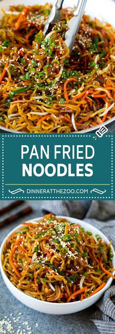 pan fried noodles with carrots and sesame seeds