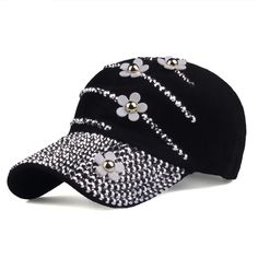 PRICES MAY VARY. Adjustable Size--Brim is about 2.5'' Head circumference:21.3''-23.6'' .Each hat can be adjusted to fit most people's head circumference. Special design -- Simple design with bling rhinestone studded, makes you look charming and fashionable. UPF 50+UVA/UVB Sun Protection.Confortable to wear.We pursue high quality and only high quality can show your glamor and good taste. Suitable for beach holiday,travel,outdoor activity such as golf,camping,hiking,cycling,running,climbing,fishin Beaded Hats, Duckbill Cap, Rhinestone Denim, Denim Cap, Beach Hats, Denim Hat, Baseball Women, Sun Hats For Women, Womens Baseball Cap