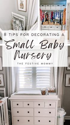 Tips for decorating a small baby nursery room Small Baby Nursery, Organization Nursery, Small Room Nursery, Closet Nursery, Nursery Layout, Tiny Nursery, Nursery Guest Room, Small Baby Room, Small Space Nursery