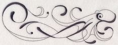 an artistic calligraphy type is shown in black ink on a white paper with swirls