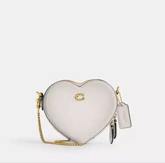 Nwtcoach Heart Crossbody 14 Size: 5.5" X 4.8" X 2" Color: White Style # Ce765 Have Any Questions? Please Let Me Know! Heart Crossbody Bag, Trending Handbags, Metallic Handbags, Bags Coach, Handbag Patterns, Heart Bag, Large Wallet, Coach Wallet, Coach Purse