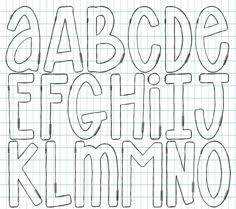 the letters are drawn on lined paper and have been placed in order to spell them out