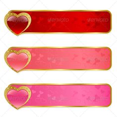 valentine's day banners with hearts on them - decorative objects objects / objects clippings