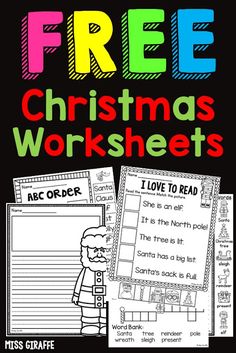 christmas worksheets with the text free