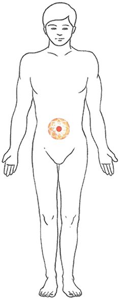 a drawing of a man with a donut on his stomach in the shape of a human body