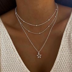 Lady Necklace, Star And Moon Necklace, Star Necklace Silver, Star Pendant Necklace, Sleep Tracker, Pendent Necklace, Star Moon, Jewelry Choker