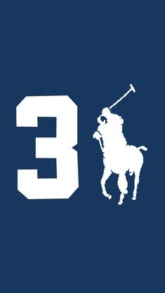 the letter e with a polo player on it's back is shown in white