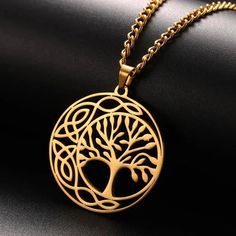 🌙 Discover the beauty and power of the Cresent Moon Irish Knot Tree of Life Necklace. Crafted with stainless steel and adorned with three unique designs - the tree of life, cresent moon, and celtics - this necklace is a true Pagan jewelry masterpiece. ☪️ Its enchanting pendant size of 31.6*34.5 mm and chain length of 45+5 cm make it a versatile and eye-catching addition to your collection. ✨ Embrace the magic and symbolism of the tree of life and let its strength and energy inspire you on your journey.🔮 Unique Tree Of Life Round Jewelry, Bohemian Tree Of Life Pendant Jewelry, Unique Tree Of Life Round Pendant Necklace, Adjustable Tree Of Life Pendant Jewelry, Nature-inspired Tree Of Life Pendant Necklace, Pagan Jewelry, Tree Of Life Necklace, Tree Of Life Pendant, Diy Crafts Jewelry