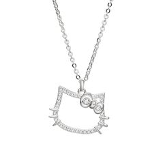 Add a touch of cuteness to any outfit with this Hello Kitty Hollow Necklace. The asymmetrical pendant features a charming Hello Kitty charm, adorned with cubic zirconia and enamel detailing. The necklace is adjustable from 17.75-19.75 inches long and has a lobster closure for easy wear. Perfect for any occasion, this necklace is a must-have for Hello Kitty fans. Necklace Hello Kitty, Hello Kitty Necklace, Hello Kitty Charm, Kitty Necklace, Cat Necklace, Fashion Jewelry Necklaces, Easy Wear, Fashion Watches, The Necklace