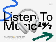 an advertisement for listen to music with headphones