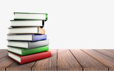 a stack of books sitting on top of a wooden table