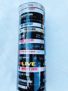 Cassette Tape Rock Band Tumbler Vinyl Chaos Design Co. Duct Tape Tumbler, 80s Rock Bands, Steve Miller Band, Classic Rock And Roll, Pink Floyd Dark Side, And Justice For All, Vinyl Gifts, Band Music, Mugs Stickers