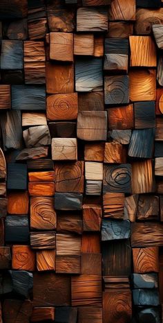 many different wood pieces are stacked together