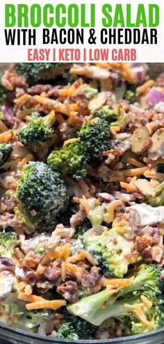 broccoli salad with bacon and cheesy easy keto low carb