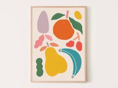 a painting with fruit and vegetables on it