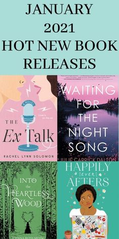 four books with the title'january 2021 hot new book releases waiting for the night song '