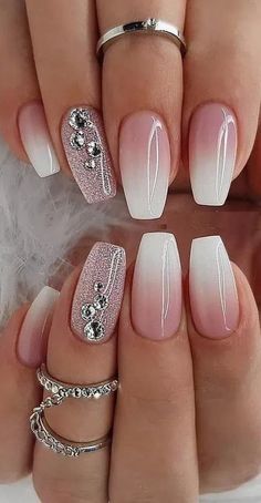 Bridal Nail Art, Wedding Nails Glitter, Different Nail Designs, Nail Design Inspiration