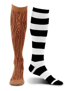 two pairs of black and white striped socks