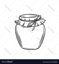 hand drawn jar with honey on white background