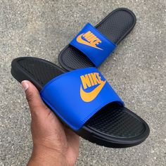 Nike Benassi " Jdi" Game Royal / Laser Orange / Black Men's Us Size 7 8 10 11 Condition: Brand New - Without Box *Satisfaction Is 100% Guaranteed* Additional Notes: Guaranteed To Be 100% Authentic Nike Merchandise (Purchased From An Authorized Nike Retailer) Man Man's Sandal Slide Sandals Color Comfortable Sz Size Blues Blue Oranges Knicks Knick Gold Yellow Blue Sporty Slides For Streetwear, Blue Slip-on Slides For Sports, Nike Black Synthetic Slides, Nike Non-slip Synthetic Slides, Nike Benassi Slides, Nike Slip-resistant Synthetic Slides, Nike Air Uptempo, Green Flip Flops, Nike Benassi