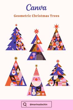 a christmas tree is shown with the words canva written in different colors and shapes