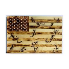 an american flag made out of wooden planks with stars on the top and bottom