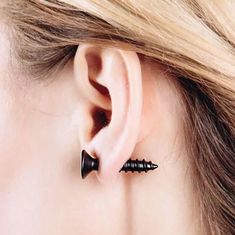 Very Cool Earrings. Looks Like A Screw Is Gong Through The Ear. Screw On. Gold Colored. About An Inch Long. Sold As A Pair. Biker Girl Style, Screw Earrings, Single Earring, Stainless Steel Earrings, Piercing Jewelry, Jewelry Ideas, Gifts For Wife, Crystal Earrings, Beautiful Earrings