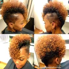 Love this style! Mary J Blige Hairstyles Short Hair, Curly Mohawk Hairstyles, Curly Mohawk, Black Hair Short Cuts, Short Sassy Haircuts, Shaved Side Hairstyles, Shaved Hair Designs, Tapered Natural Hair