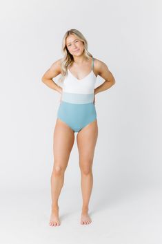 Lumi Swim - V-neck one piece swimsuit with high waisted bottom, open back with narrow straps and mid-back closure. Fully lined with foam lined cups. Approximate Swimsuit size chart: X-Small - 30-32" Small - 32-34" Medium - 34-36" Large - 36-38" X-Large - 38-40" Approximate waist measurement: X-Small - 24-26" Small - 26-28" Medium - 28-30" Large - 30-32" X-Large - 32-34" Approximate hip measurement: X-Small - 35-36" Small - 36-37" Medium - 38-39" Large - 40-41" X-Large - 41-42" Hand wash recommen V-neck Swimwear With Moderate Back Coverage For Poolside, High Waist Swimwear With Moderate Back Coverage For Summer, Waist Measurement, Body Poses, High Waist Bottoms, One Piece Swimsuit, Open Back, Final Sale, Color Block