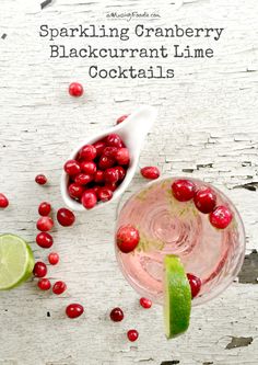 sparkling cranberry cocktail with lime and pomegranate