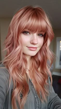 47 Cherry Blonde Hair Color Ideas To Rock This Season’s Hottest Trend Rose Gold Peach Hair, Raspberry Blonde Hair, Vivid Shag Hair, Pinky Orange Hair, Color Tips Hair, Red Peach Hair, Rose Gold Lowlights, Fall Hair Colors Blonde, Blush Hair Color