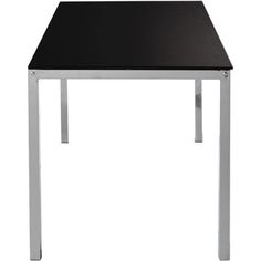 a black table sitting on top of a white floor