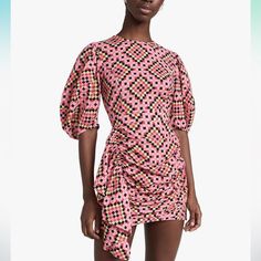 Nwt - Perfect Condition Size 10 - Fits Tts Hidden Zipper In Back And Elastic In Waist Of Back Of Dress Only Purchased At Anthropologie Twiggy Dress, Ruffle Linen, Sunset Color, Asymmetrical Skirt, Rhodes, Gq, Linen Blend, Stretch Fabric, Length Sleeve