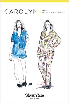 Carolyn Pajamas Sewing Pattern – Closet Core Patterns Pajama Pants Pattern, Pajamas For Teens, Closet Core Patterns, Shirt Style Tops, Pajama Pattern, Cotton Lawn Fabric, Double Gaze, Lawn Fabric, Matching Pajamas