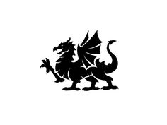 a black and white image of a dragon