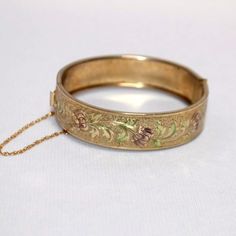 Ladies Bangle Bracelet With Engraved Flower Designs. Measuring 2-1/4" Across On The Opening. 15mm. Gold Filled. Vintage Bracelet Is In Excellent Condition. Please Note A Size 7" Maya Jewelry, Dark Rise, Braclets Gold, Ladies Bangles, Wooden Bangle, Engraved Flower, Vintage Bangles, Victorian Gold, Vintage Bracelet