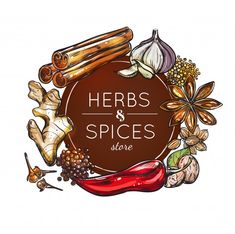 herbs and spices around the circle