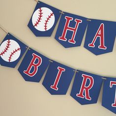 baseball banner with happy birth written on it