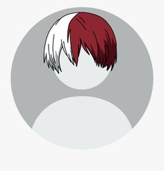 an anime character with red and white hair in the middle of a circular shadow on a gray background