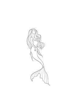 a drawing of a mermaid with long hair