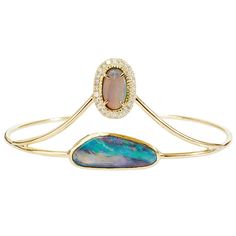 Galaxy Australian opal diamond cuff | australian black opal jewelry Our Galaxy, Opal White, Bracelet Cuff, Opal Crystal, Australian Opal, Boulder Opal